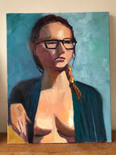Load image into Gallery viewer, Female portrait Original Art on Canvas figurative portrait of a woman figure painting in studio original painting portraiture