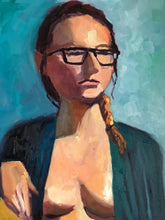 Load image into Gallery viewer, Female portrait Original Art on Canvas figurative portrait of a woman figure painting in studio original painting portraiture