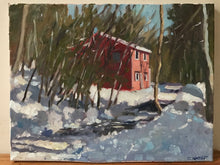 Load image into Gallery viewer, Plein Air Painting Winter Landscape Oil Painting on Canvas New Hampshire Winter Snow forrest original painting figurative allaprima art