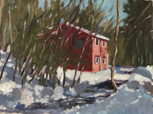 Load image into Gallery viewer, Plein Air Painting Winter Landscape Oil Painting on Canvas New Hampshire Winter Snow forrest original painting figurative allaprima art
