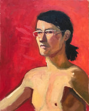 Load image into Gallery viewer, Original Oil Painting: Male Portrait with Red Background (16x20)