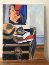 Load image into Gallery viewer, Figurative Painting Still Life Original Oil Painting on Canvas Literature Books Allaprima painting hat classic still life painting
