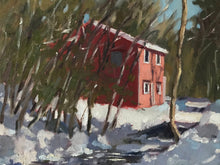 Load image into Gallery viewer, Plein Air Painting Winter Landscape Oil Painting on Canvas New Hampshire Winter Snow forrest original painting figurative allaprima art