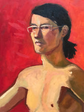 Load image into Gallery viewer, Original Oil Painting: Male Portrait with Red Background (16x20)