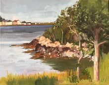 Load image into Gallery viewer, Plein Air Landscape Oil Painting Massachusetts Beach Seascape World's End Original Painting on canvas