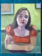 Load image into Gallery viewer, Portrait Painting on Canvas Original Portrait Young Woman Arms crossed. Oil Painting on canvas, figurative art, portraiture.