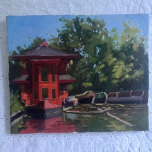 Load image into Gallery viewer, Plein Air Oil Painting Regent's canal London. Oil on canvas, original art, painted on location in London park. Feng shang princess painting