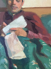 Load image into Gallery viewer, Male portrait reading original art painting on canvas figurative art