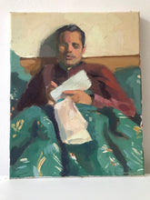 Load image into Gallery viewer, Male portrait reading original art painting on canvas figurative art