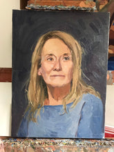 Load image into Gallery viewer, Portrait painting Annie Ernaux original oil painting on canvas french author portraiture female portrait