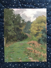 Load image into Gallery viewer, Hampstead Heath under the rain. Trees and grass Oil painting on panel. Original art London park lanscape painting. Plein air painting