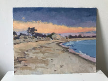 Load image into Gallery viewer, Sunset painting of Crane’s beach in Ipswich Massachusetts Original Oil painting on panel New-England seascape Original Art Atlantic Ocean
