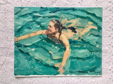 Load image into Gallery viewer, Original oil painting on panel women swimming seascape beachscape in Vietnam