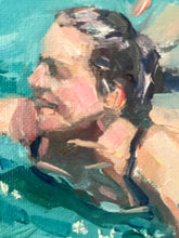 Load image into Gallery viewer, Original oil painting on panel women swimming seascape beachscape in Vietnam