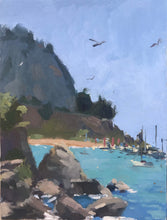 Load image into Gallery viewer, Cefalu landscape oil painting Sicily Italy seascape beach original art on panelled canvas