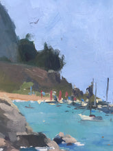 Load image into Gallery viewer, Cefalu landscape oil painting Sicily Italy seascape beach original art on panelled canvas