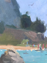 Load image into Gallery viewer, Cefalu landscape oil painting Sicily Italy seascape beach original art on panelled canvas