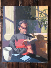 Load image into Gallery viewer, Original Oil Painting: Man Reading by Window, Portraiture Art