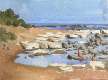 Load image into Gallery viewer, Sicily beach landscape oil painting Montallegro Italy seascape beach original art on panelled canvas