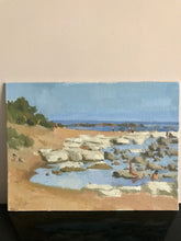 Load image into Gallery viewer, Sicily beach landscape oil painting Montallegro Italy seascape beach original art on panelled canvas