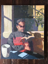 Load image into Gallery viewer, Original Oil Painting: Man Reading by Window, Portraiture Art