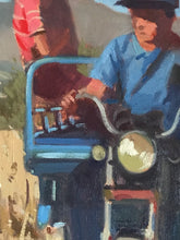 Load image into Gallery viewer, Oil painting on canvas Morocco landscape, farmers on a motorcycle in Meknes art
