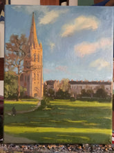 Load image into Gallery viewer, Clissold Park Islington London landscape Plein Air Painting Oil on Canvas Original London Painting Church England