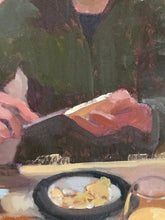 Load image into Gallery viewer, Male Portrait painting Breakfast portraiture oil painting on canvas man eating lunch art