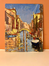 Load image into Gallery viewer, Venice Canals Oil Painting: Original Italian Landscape Art (28x20 cm)