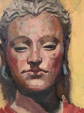 Load image into Gallery viewer, Portrait painting Buddha Ghandara art Buddhist figure yellow and red bright portrait