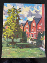 Load image into Gallery viewer, Plein Air Oil Painting South Hampstead garden in London. Oil on canvas, original art, painted on location in London park.