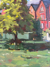 Load image into Gallery viewer, Plein Air Oil Painting South Hampstead garden in London. Oil on canvas, original art, painted on location in London park.