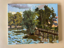 Load image into Gallery viewer, Plein Air Oil Painting the Oise River French countryside landscape oil painting green garden and trees l’isle adam landscape painting