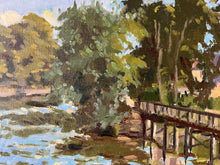 Load image into Gallery viewer, Plein Air Oil Painting the Oise River French countryside landscape oil painting green garden and trees l’isle adam landscape painting