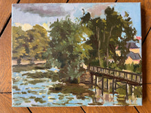 Load image into Gallery viewer, Plein Air Oil Painting the Oise River French countryside landscape oil painting green garden and trees l’isle adam landscape painting