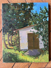 Load image into Gallery viewer, French Garden Shed Oil Painting: Plein Air Landscape Art (11x14)