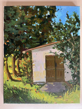 Load image into Gallery viewer, Plein Air Oil Painting The shed countryside landscape oil painting green garden and trees in the French country