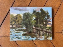 Load image into Gallery viewer, Plein Air Oil Painting the Oise River French countryside landscape oil painting green garden and trees l’isle adam landscape painting