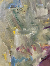 Load image into Gallery viewer, Portrait of a woman blurred on green background. Contemporary portraiture in oil painting on canvas. Blurred realist female face