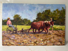 Load image into Gallery viewer, New Hampshire Farm Oxen Oil Painting: New England Allaprima Art