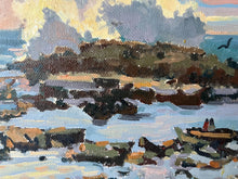 Load image into Gallery viewer, Oil painting on panel of a beach near Rabat in Morocco, beach art painting Morocco Temara