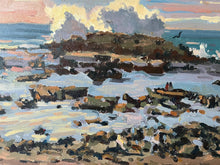 Load image into Gallery viewer, Oil painting on panel of a beach near Rabat in Morocco, beach art painting Morocco Temara