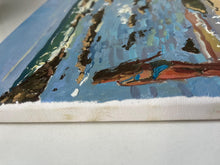 Load image into Gallery viewer, Oil painting on canvas Morocco beach, Rabat woman bathing in the sea