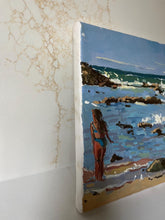 Load image into Gallery viewer, Oil painting on canvas Morocco beach, Rabat woman bathing in the sea