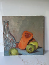 Load image into Gallery viewer, Original Still Life Oil Painting: Squash, Apples, and Glass Jug