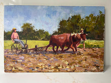 Load image into Gallery viewer, New Hampshire Farm Oxen Oil Painting: New England Allaprima Art