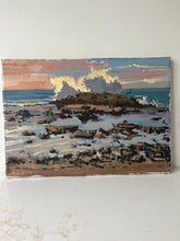 Load image into Gallery viewer, Oil painting on panel of a beach near Rabat in Morocco, beach art painting Morocco Temara