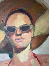 Load image into Gallery viewer, Summer portrait painting woman sunbathing oil painting on canvas art sunshine