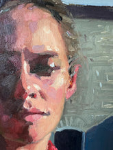 Load image into Gallery viewer, Fine art oil painting on canvas small portrait woman in the sun