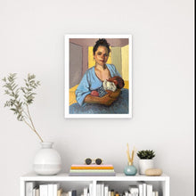 Load image into Gallery viewer, Mother breastfeeding infant original oil painting on canvas motherhood nursing baby art